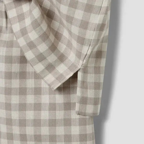 Botanical Green Gingham Linen Blend Women's Pyjama Short Set Piglet