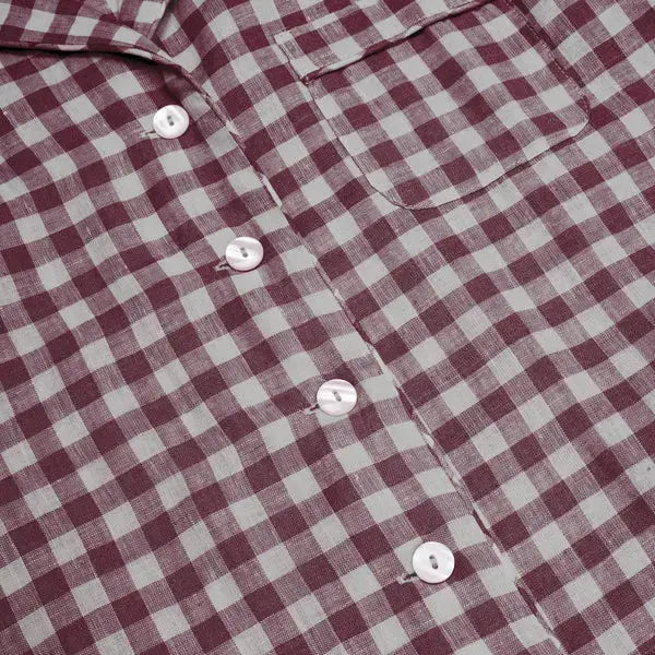 Berry Gingham Linen Nightshirt Piglet