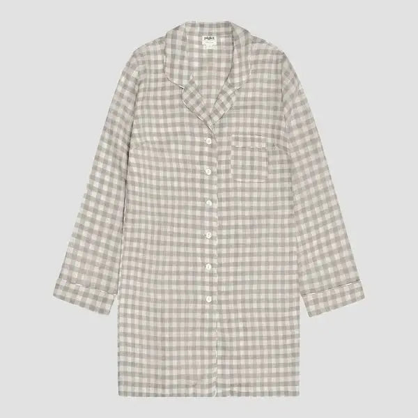 Berry Gingham Linen Nightshirt Piglet