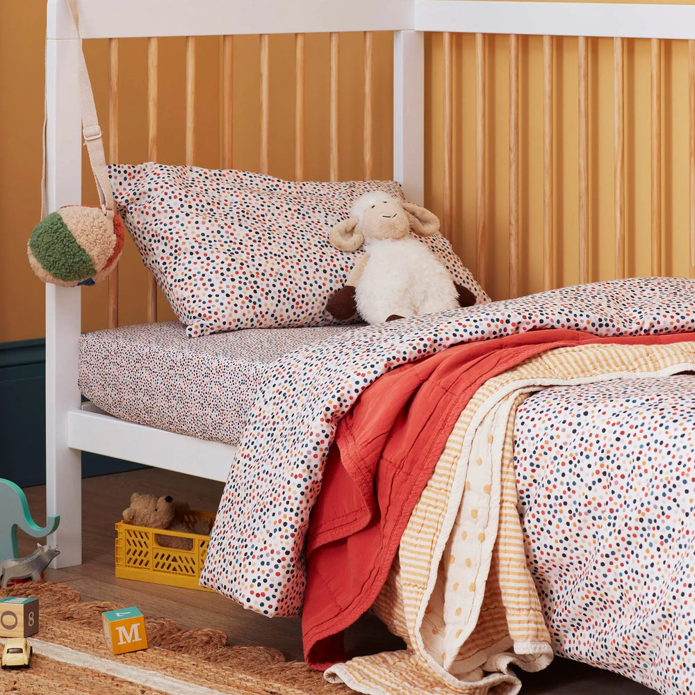 Mustard Spot Little Quinn 100% Cotton Quilted Throw The Secret Linen Store