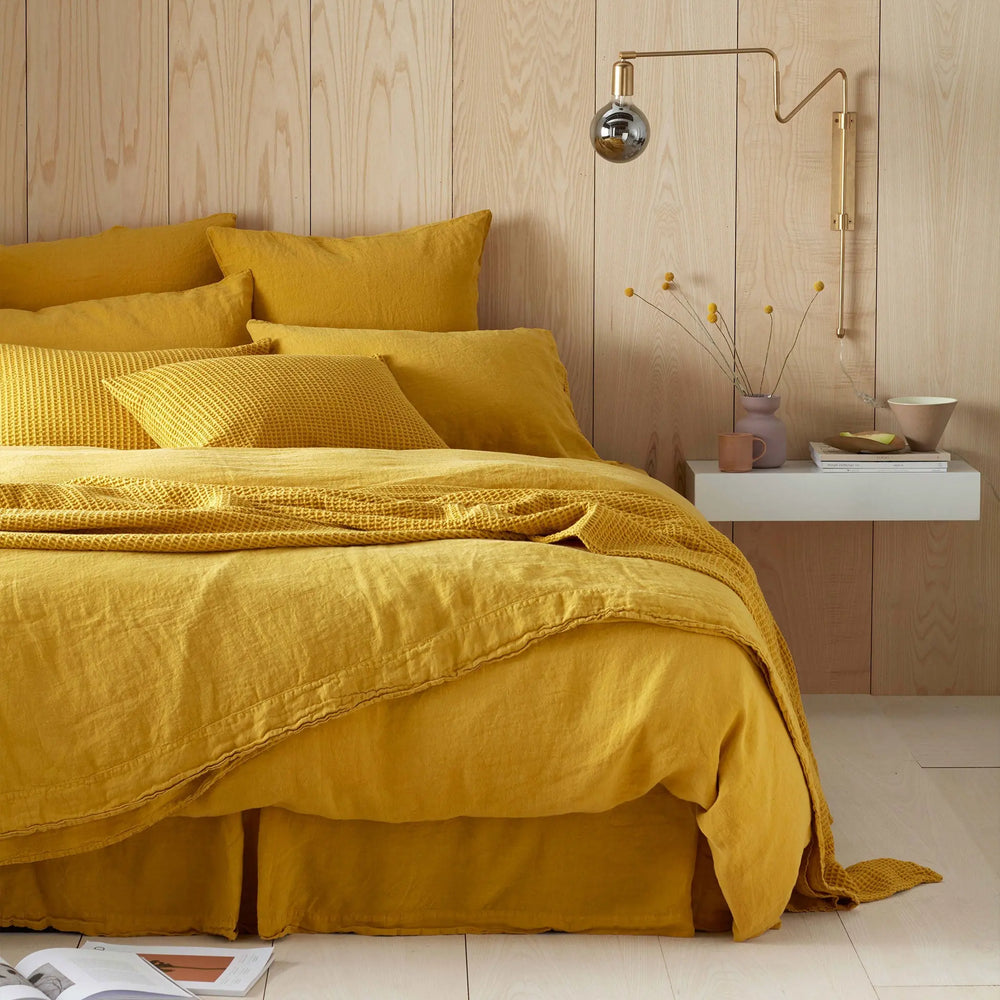 Mustard Yellow 100% Linen Flat Sheet The Secret Linen Store