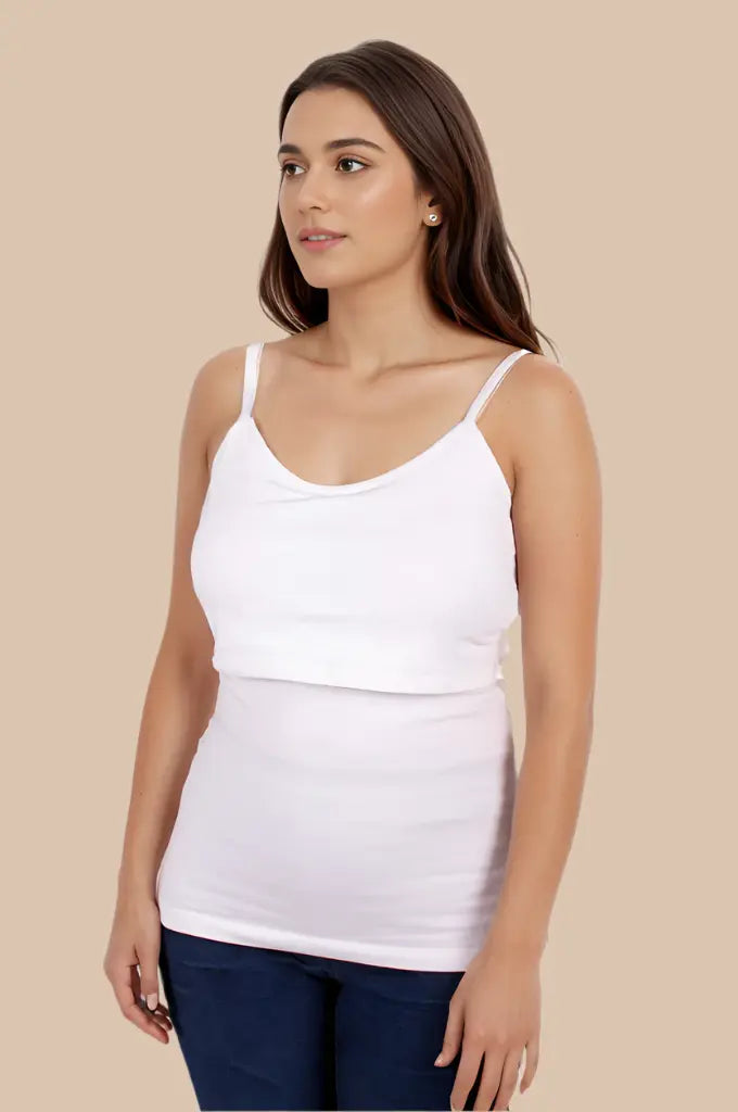 NURSING STRAPPY VEST IN WHITE Bshirt