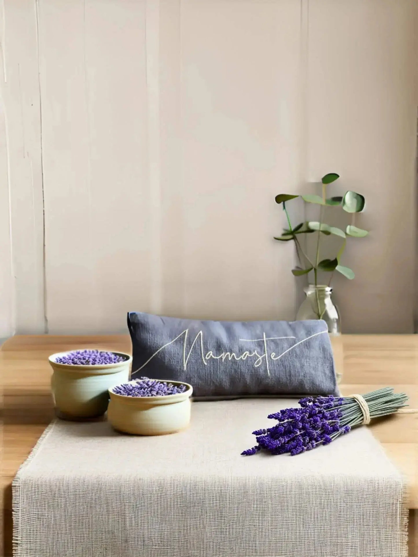 Namaste Embroidered Linen and Lavender Eye Pillow The Norfolk Eye Pillow Company