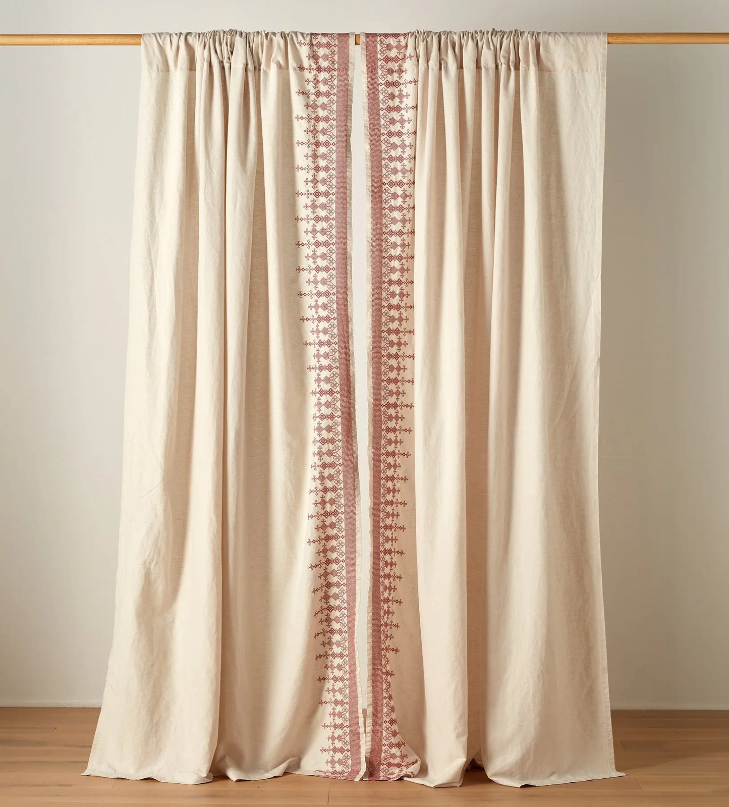 Natural Emily Cotton Linen Loop Top Curtain (Pair) The Secret Linen Store