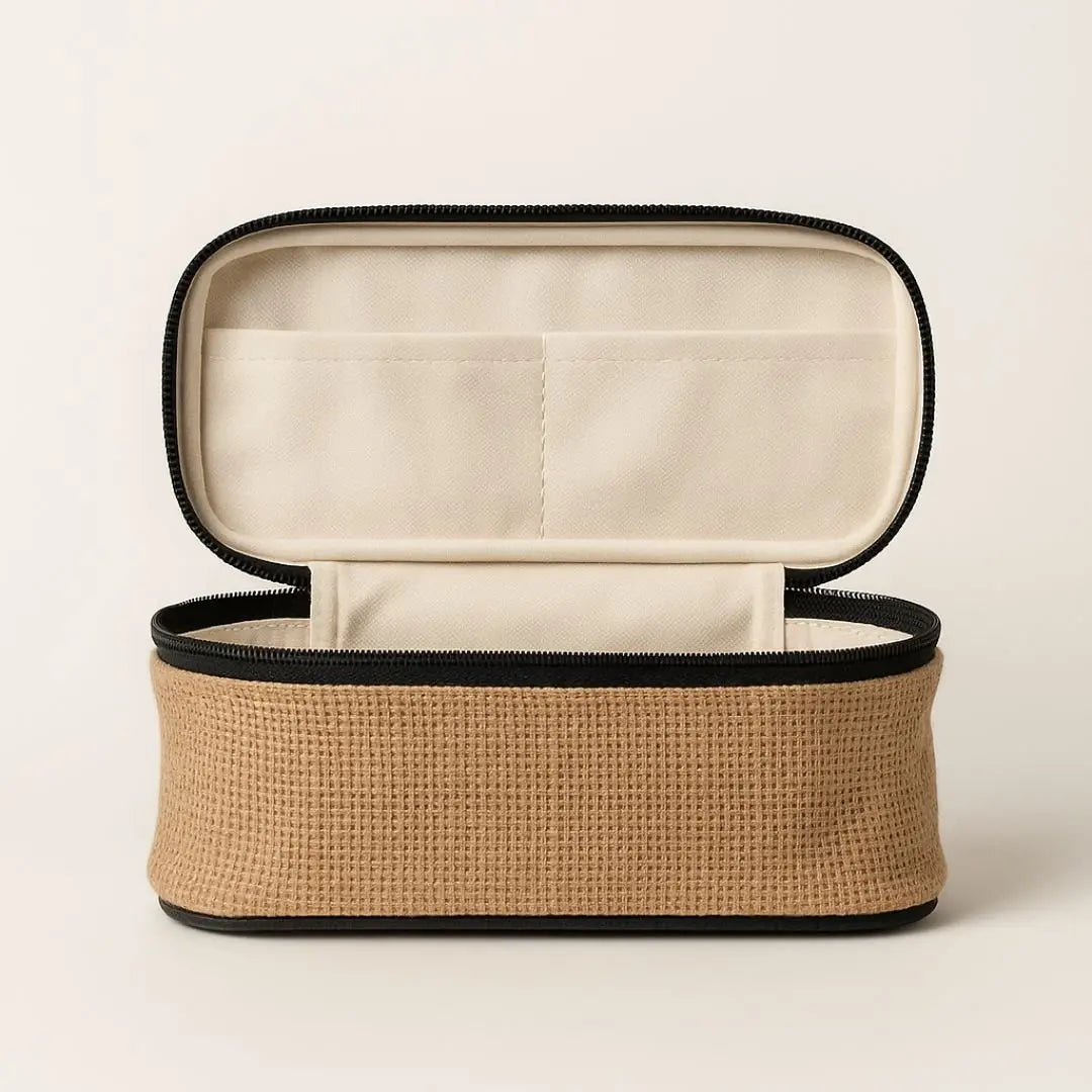 Natural Hessian Travel Pouch My Green Routine