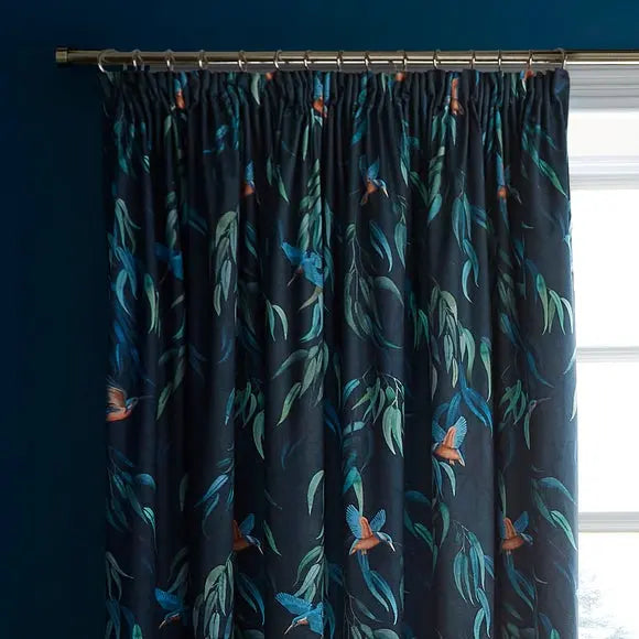 Natural History Museum Kingfisher Pencil Pleat Curtains Dunelm