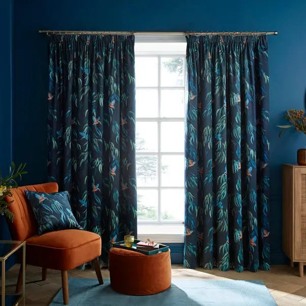 Natural History Museum Kingfisher Pencil Pleat Curtains Dunelm