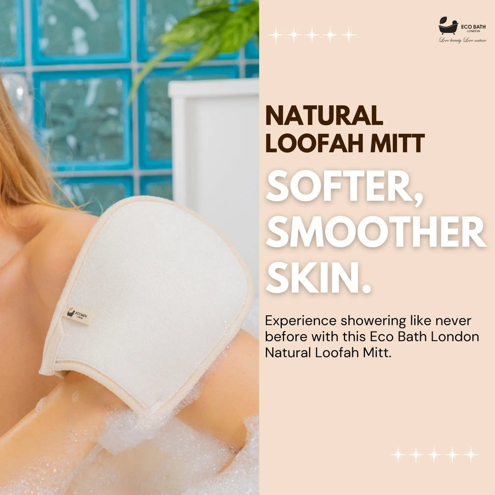 Natural Loofah Bath Mitt - Premium Exfoliating Bath Glove for Smooth and Radiant Skin Eco Bath London