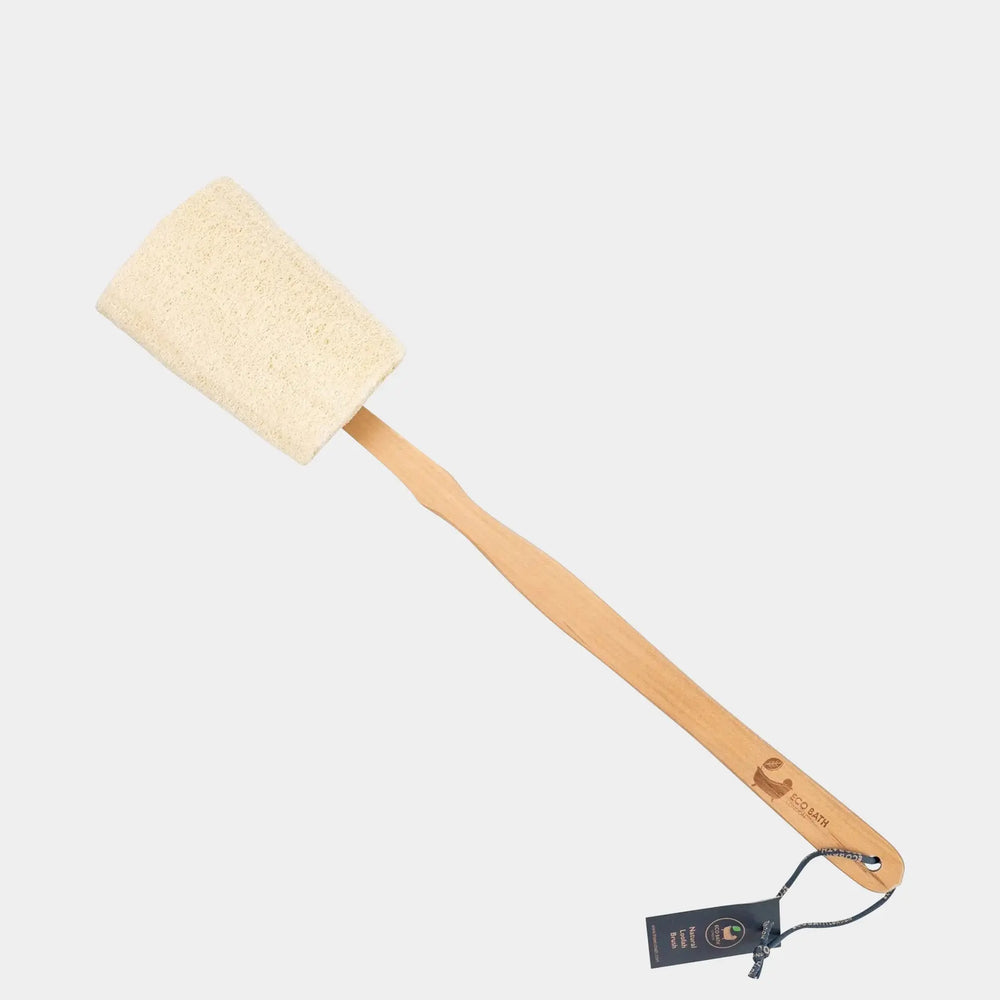 Natural Loofah Brush - Premium Loofah Body Brush with Handle Eco Bath London