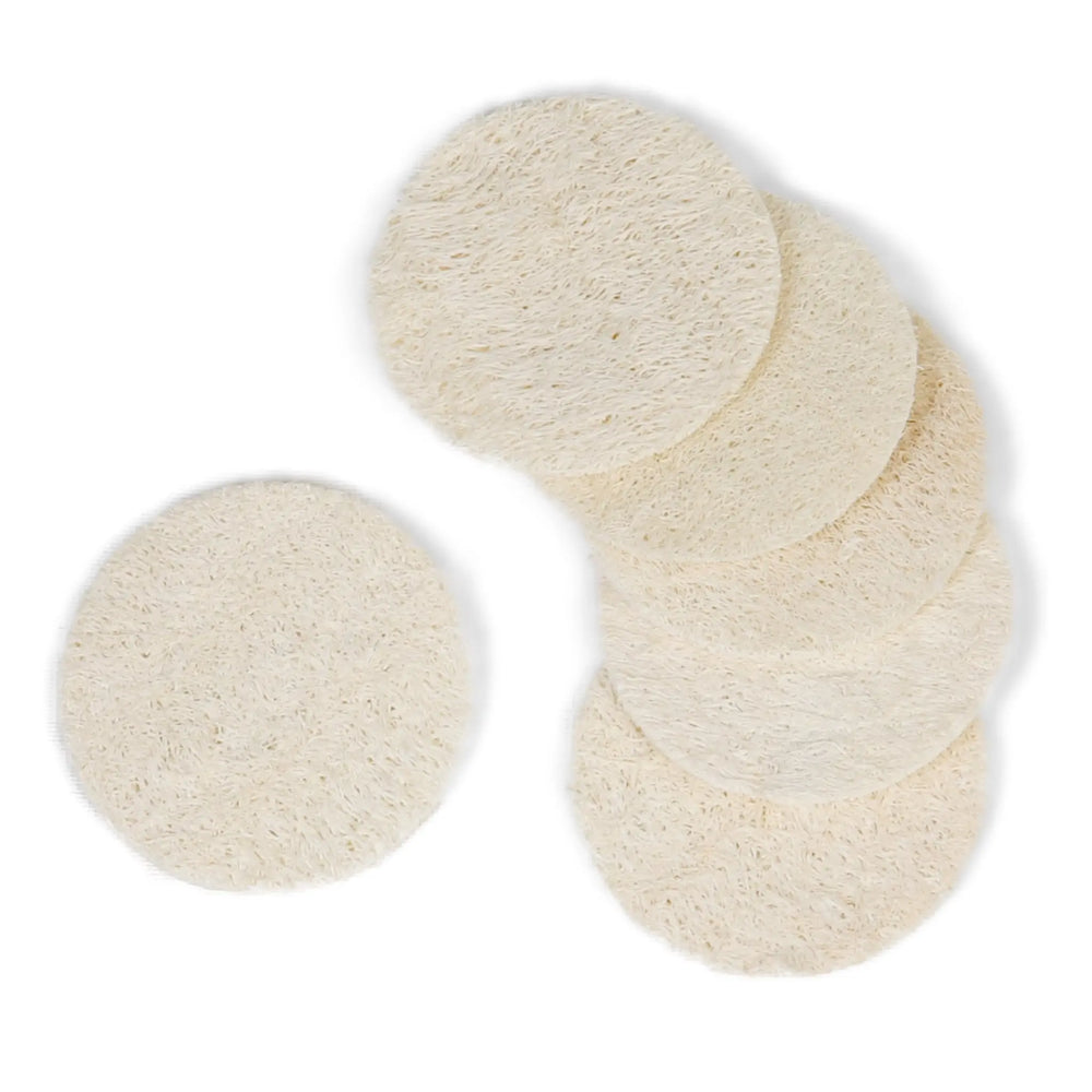 Natural Loofah Face Exfoliating Scrubber Pads - 6 Count (1 Pack) Eco Bath London