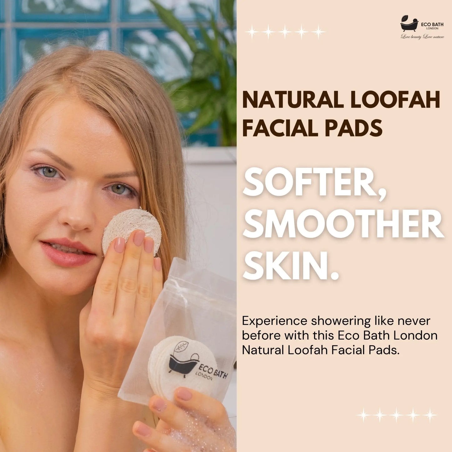 Natural Loofah Face Exfoliating Scrubber Pads - 6 Count (1 Pack) Eco Bath London