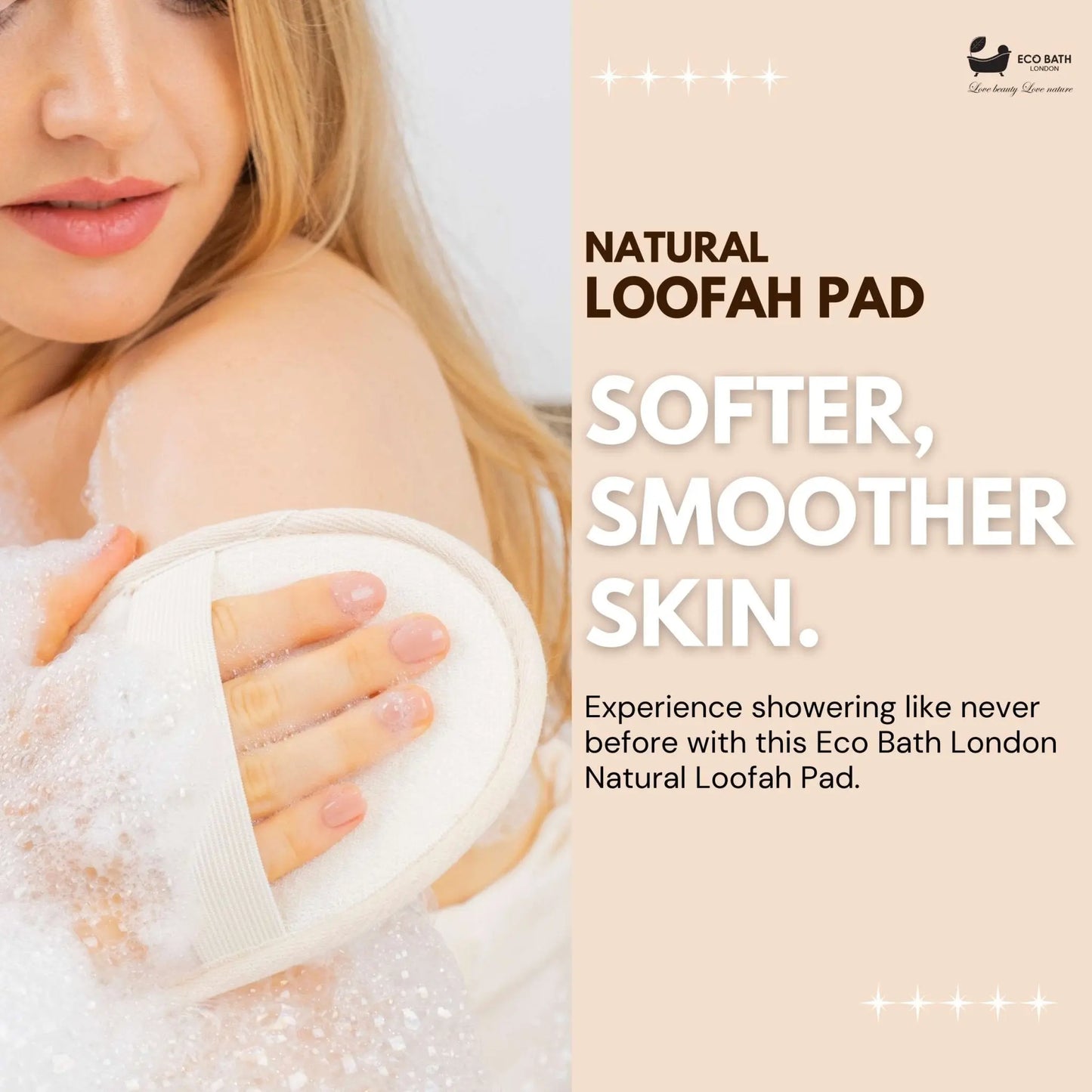 Natural Loofah Pad - Exfoliating Loofah Bath Sponge for Women and Men Eco Bath London