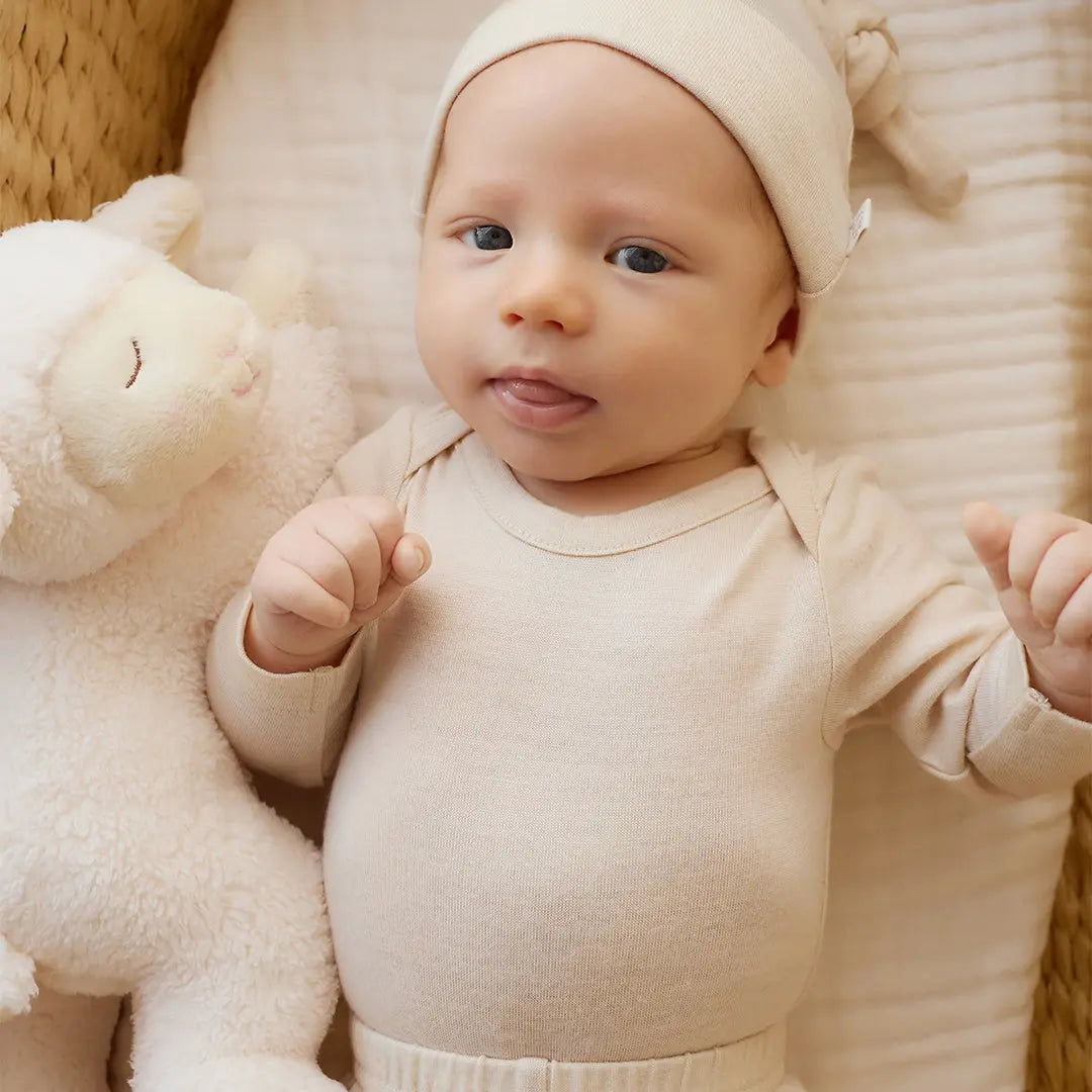 Natural Merino Long Sleeve Envelope Bodysuit Merino Kids UK