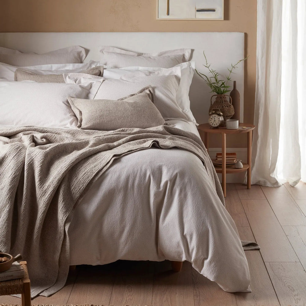 Natural Seersucker Stripe 100% Cotton Bed Linen The Secret Linen Store