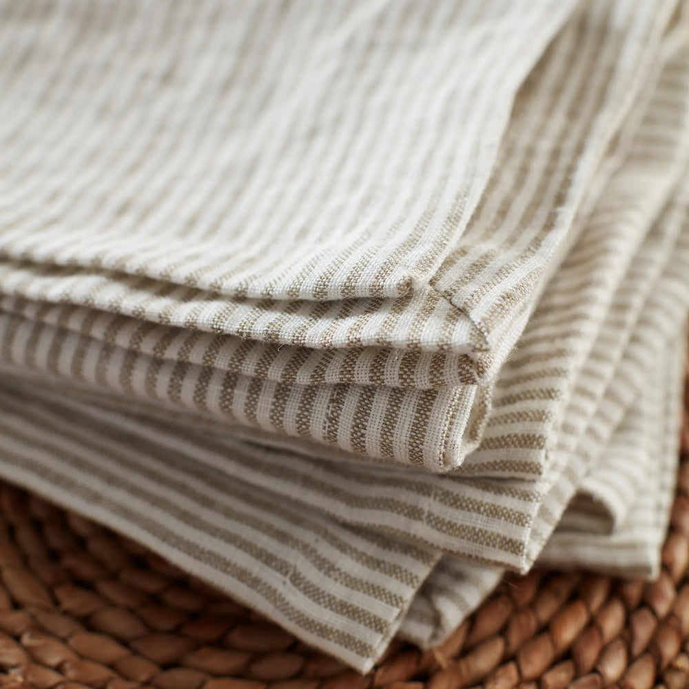 Natural Sid Stripe 100% Linen Napkins - Set of 4 The Secret Linen Store