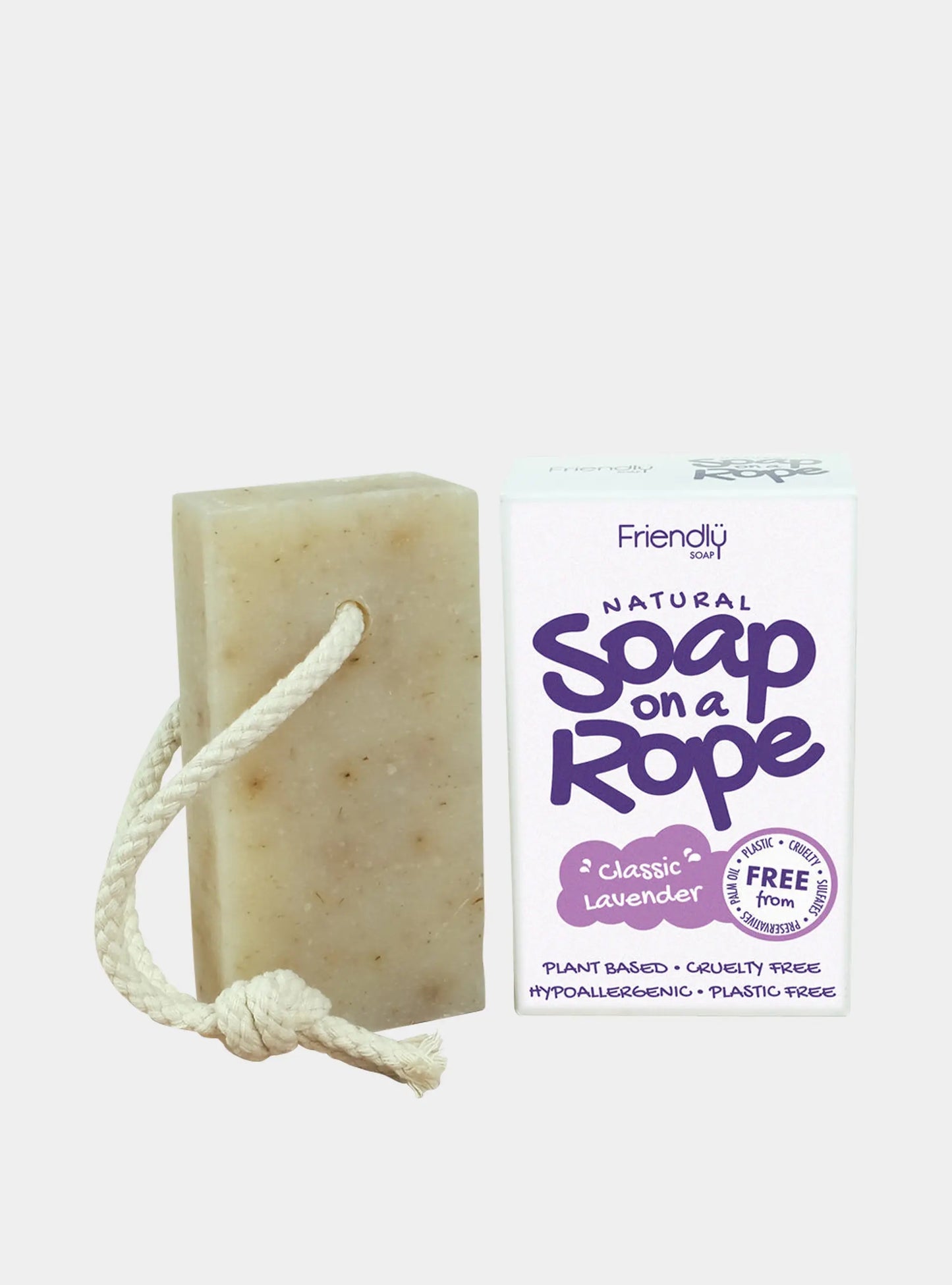 Natural Soap On A Rope - 'Classic' Lavender 125g Friendly Soap