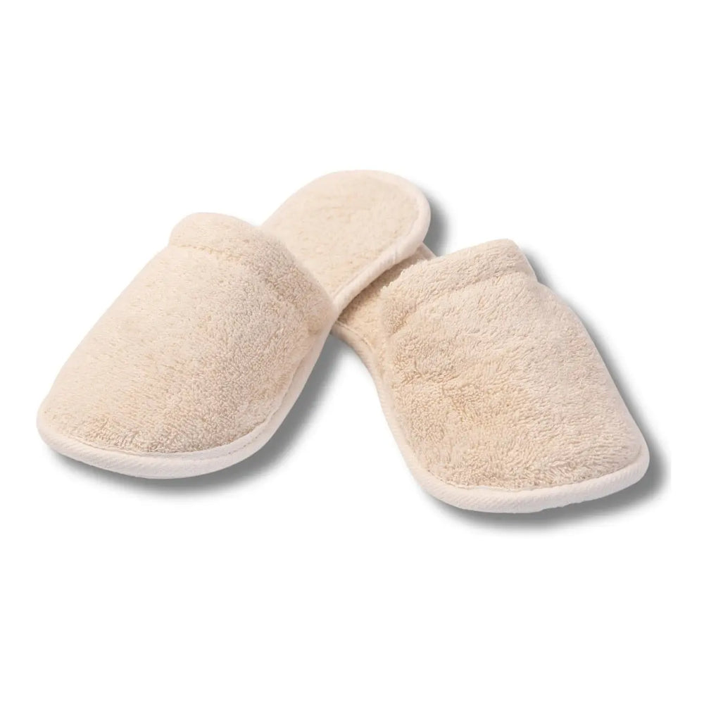 Natural Toweling Slippers - Luxury 100% Organic Cotton Indoor Slippers for Bath and Home Eco Bath London