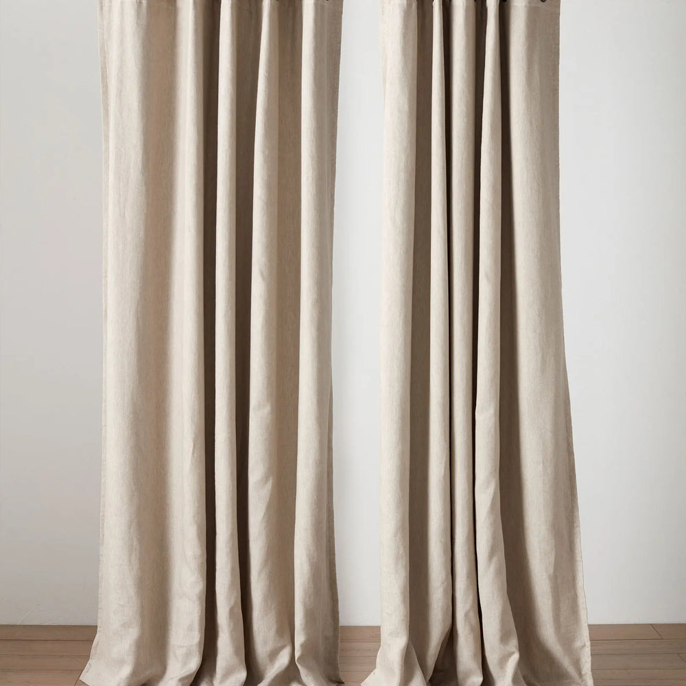 Natural Twill Cotton Linen Blackout Eyelet Curtains (Pair) The Secret Linen Store