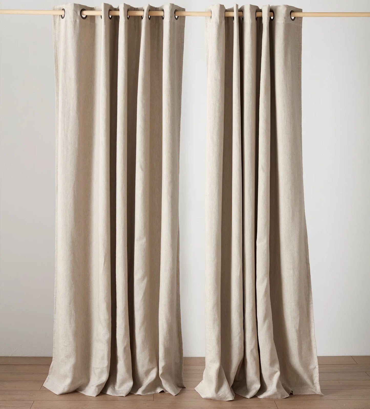 Natural Twill Cotton Linen Blackout Eyelet Curtains (Pair) The Secret Linen Store