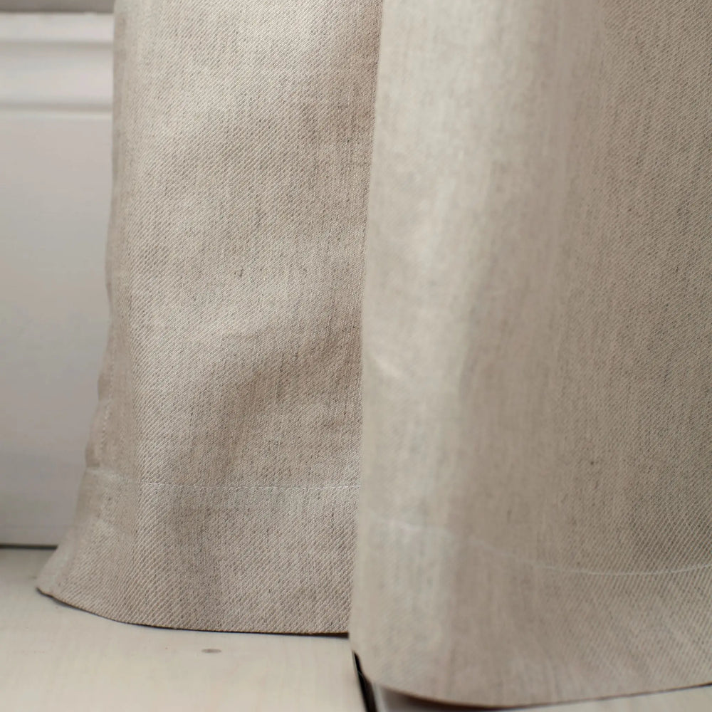Natural Twill Cotton Linen Blackout Pencil Pleat Curtains (Pair) The Secret Linen Store