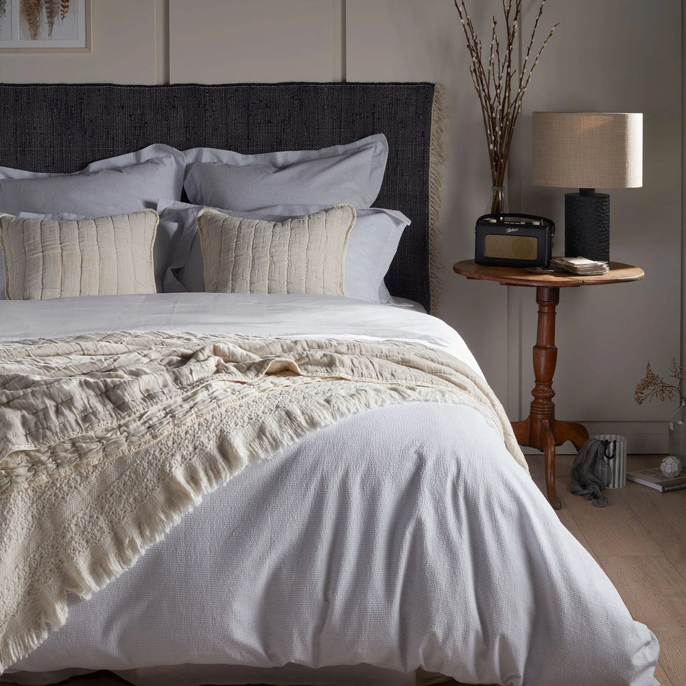 Natural Vivienne 100% Cotton Quilted Cushion Cover The Secret Linen Store