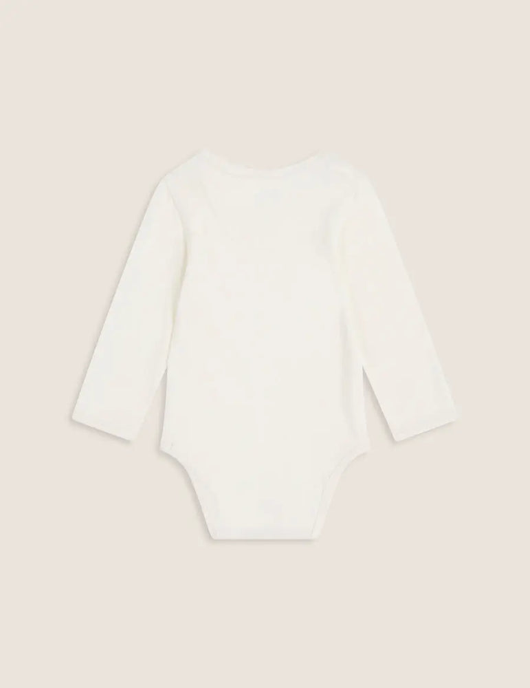 Natural White Baby Long Sleeve Bamboo Bodysuit Boody