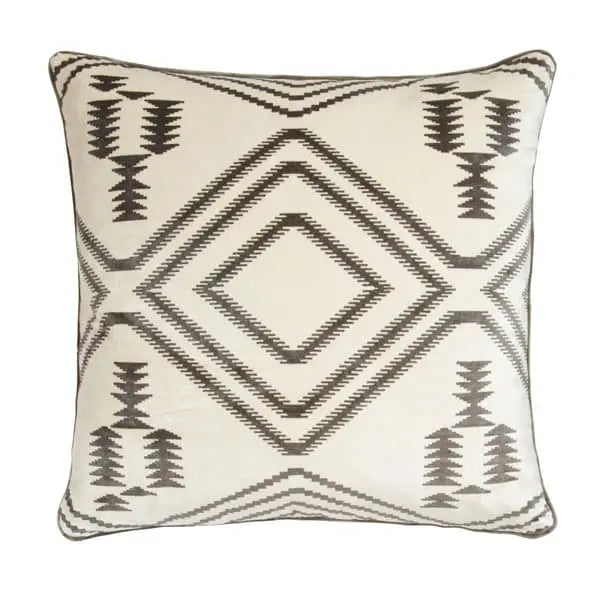 Navaho Grey, Sustainable Feather, Cushion Velvet Geometric & Kilim Andrew Martin