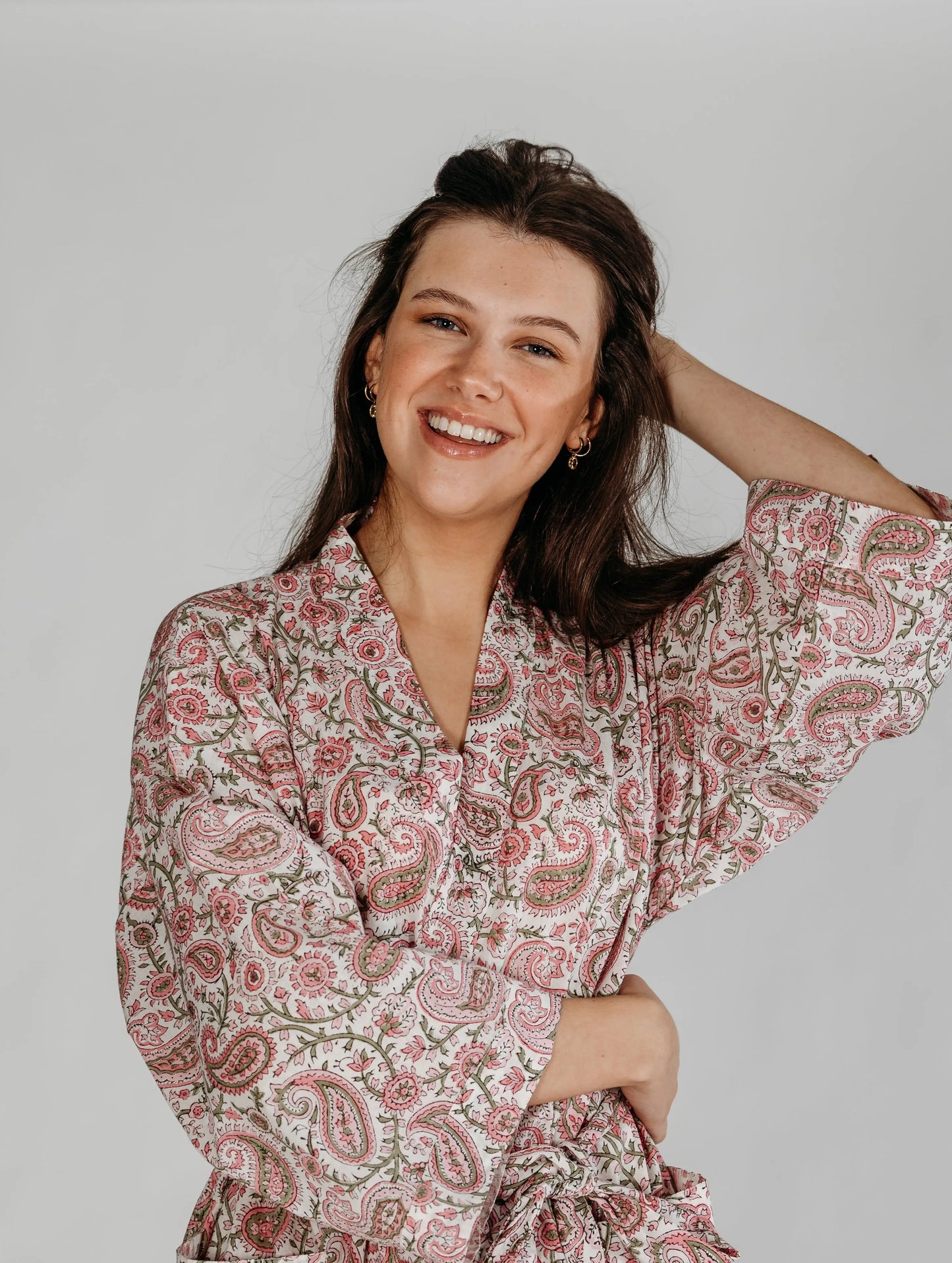 Navi Block Printed Robe Naree Clothing