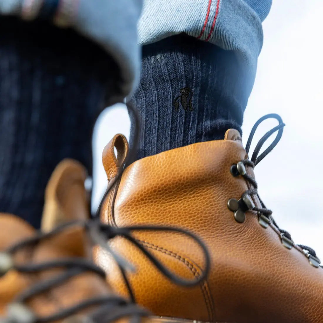 Navy Bamboo Boot Socks Swole Panda