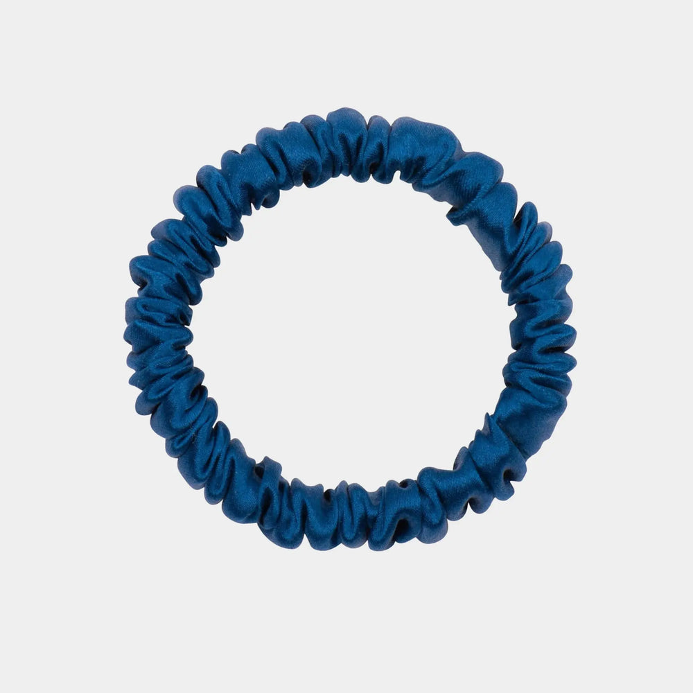 Navy Blue Silk Scrunchie - Skinny DREAMSILK