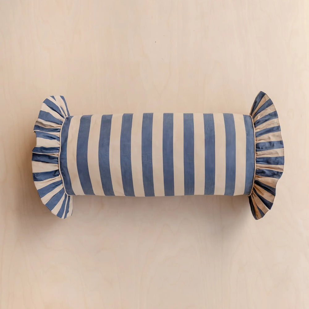 Navy Blue Stripe Cotton Cushion Cover TartanBlanketCo