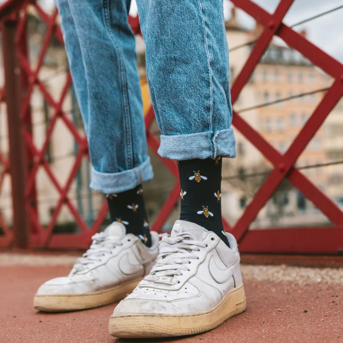 Navy Bumblebee Bamboo Socks Swole Panda