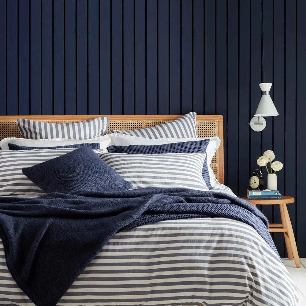 Navy Coastal Stripe 100% Cotton Bed Linen The Secret Linen Store