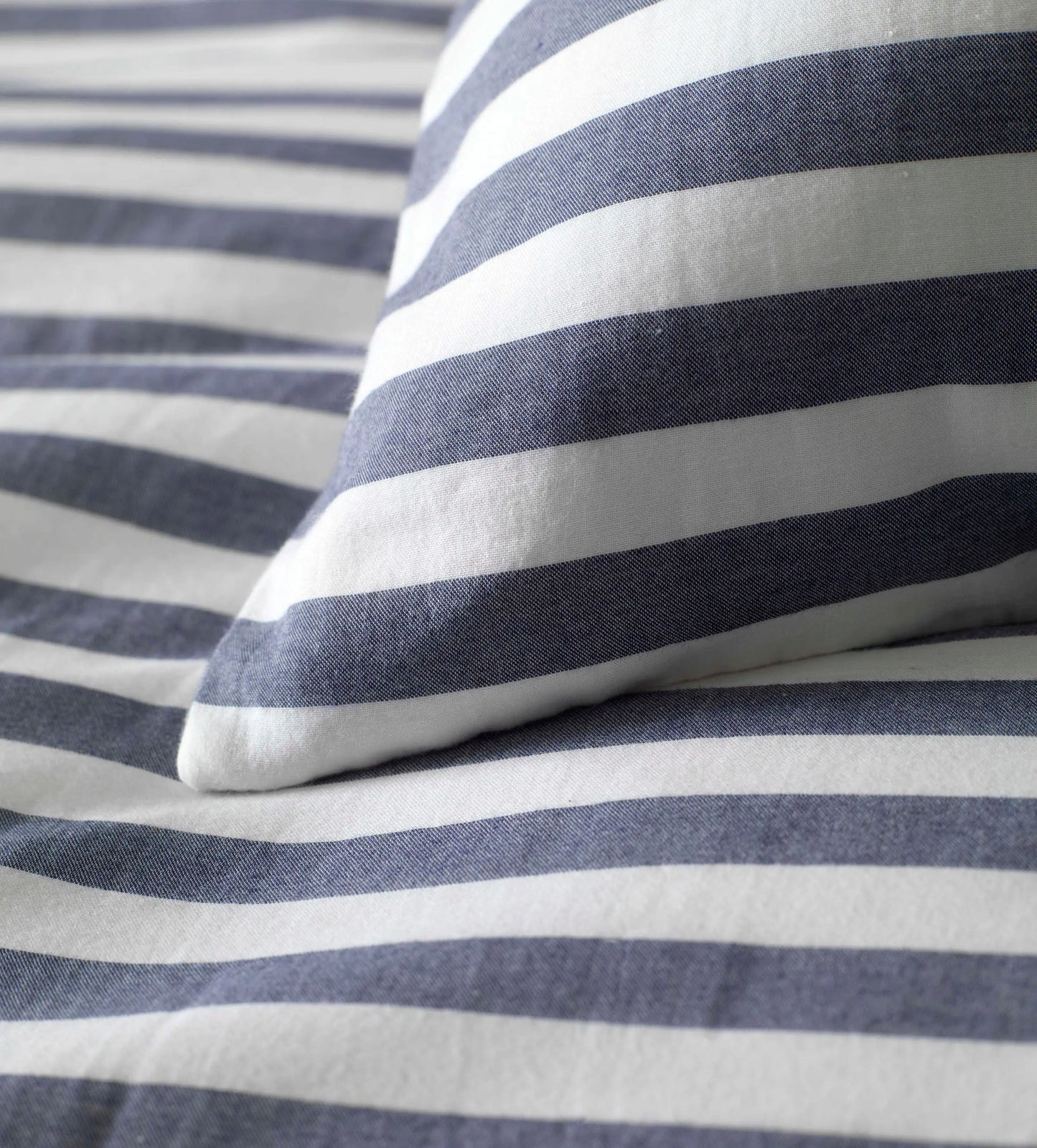 Navy Coastal Stripe 100% Cotton Housewife Pillowcase The Secret Linen Store