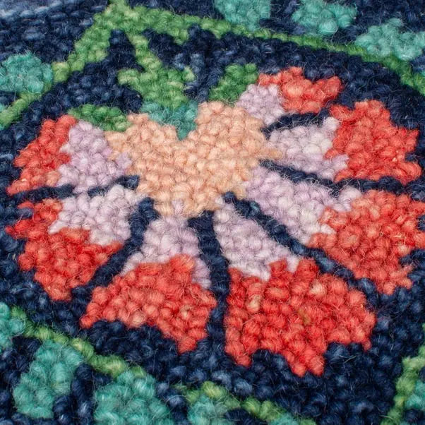 Navy Hani Floral Washable Rug Dunelm