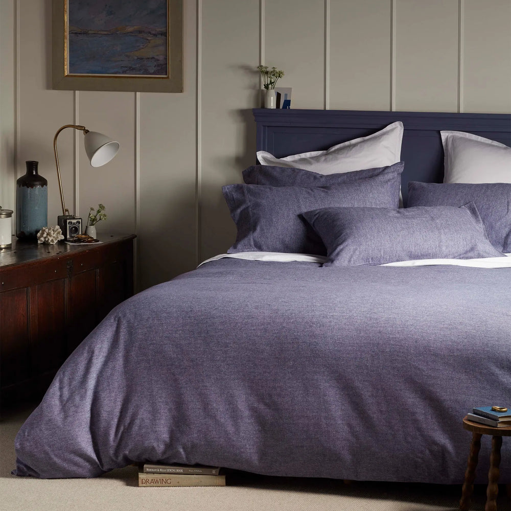Navy Henry Brushed 100% Organic Cotton Duvet Cover The Secret Linen Store
