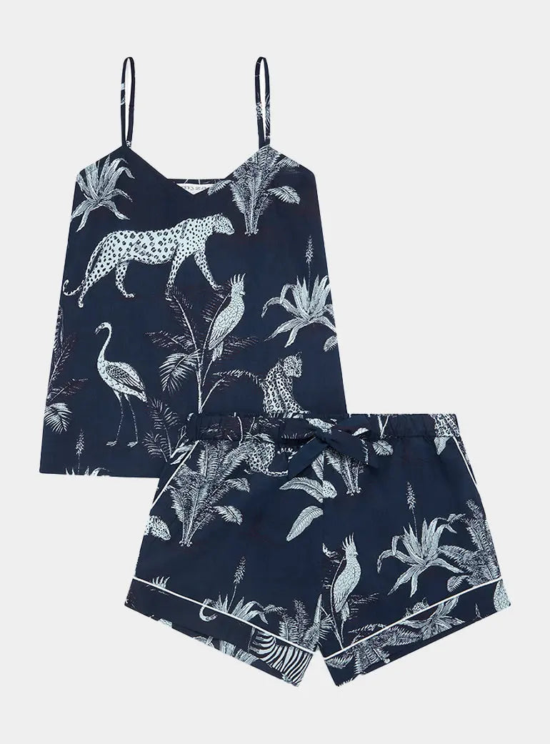 Navy Jungle Women's Cami Organic Cotton Short Set Myza
