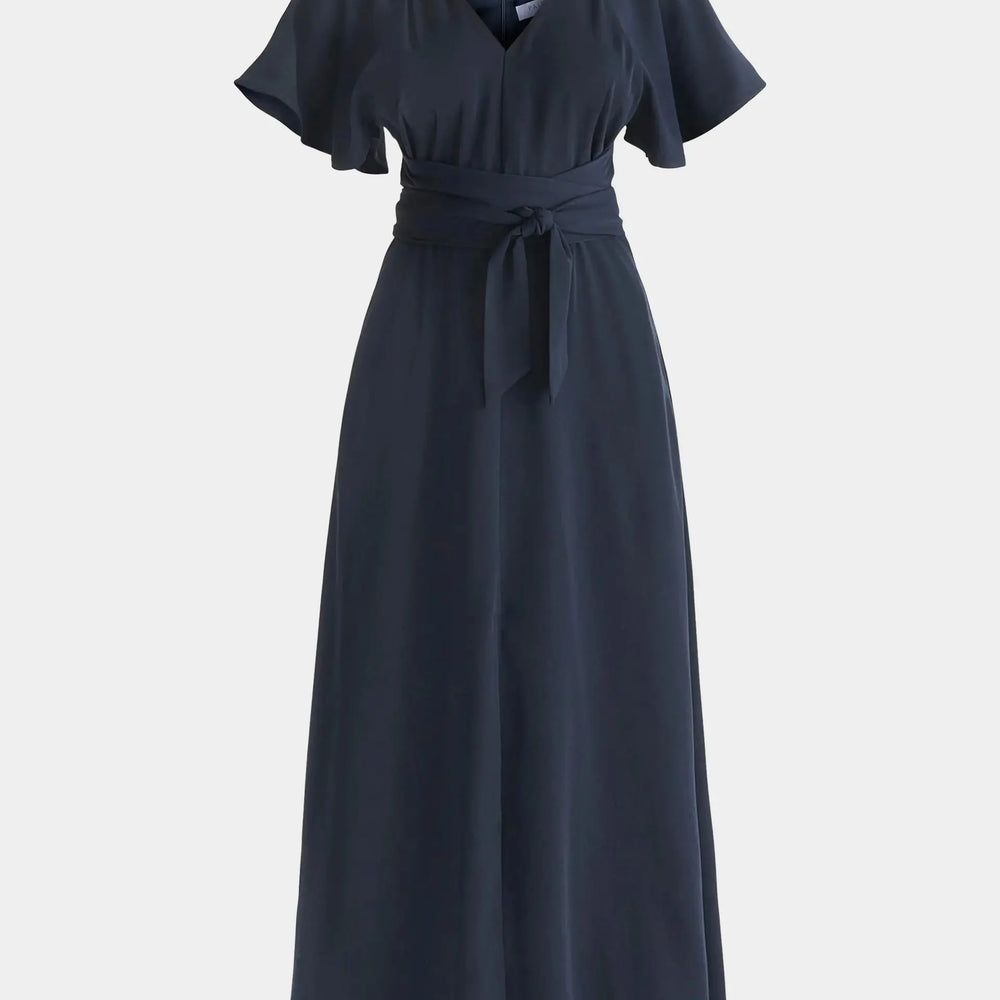 Navy Maxi Waist Tie Dress Paisie