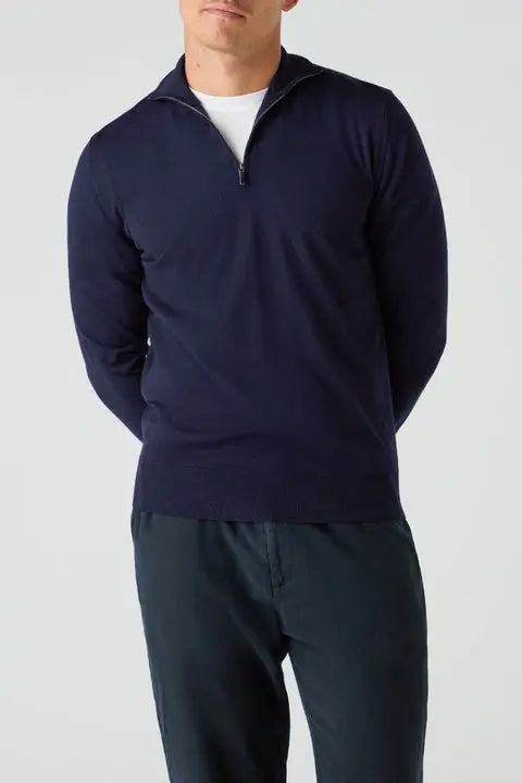 Navy Merino Henley Jumper Bamford