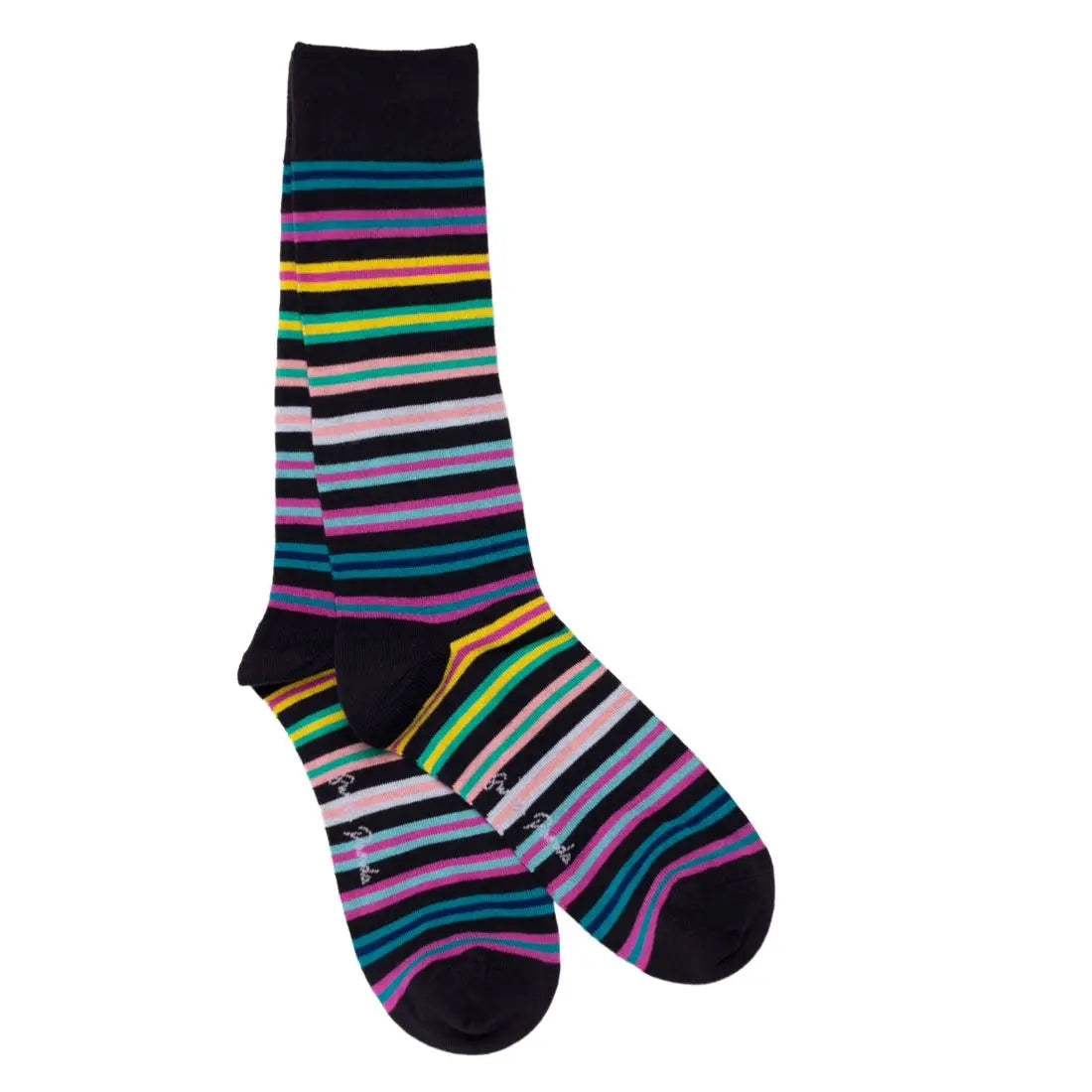 Navy Multi Striped Bamboo Socks Swole Panda