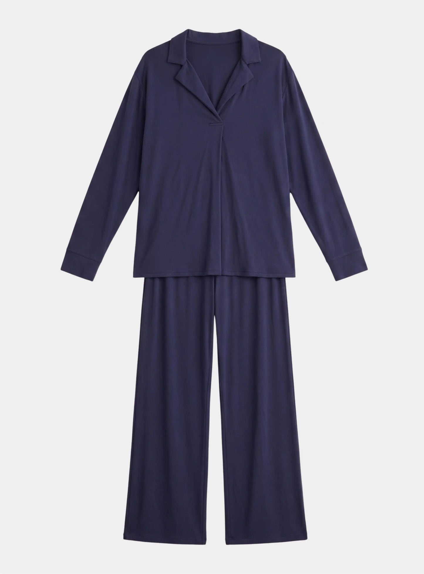 Navy Oversized Retro Ribbed Soft Modal Hero Shirt and Wide Leg Jogger Set MAMU Dream