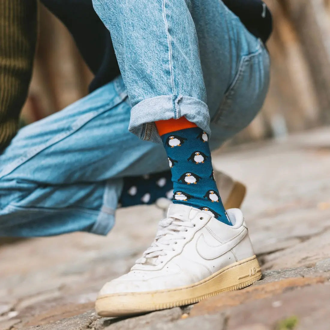 Navy Penguin Bamboo Socks Swole Panda