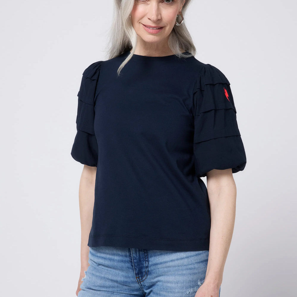 Navy Pintuck Sleeve T-Shirt Scamp & Dude