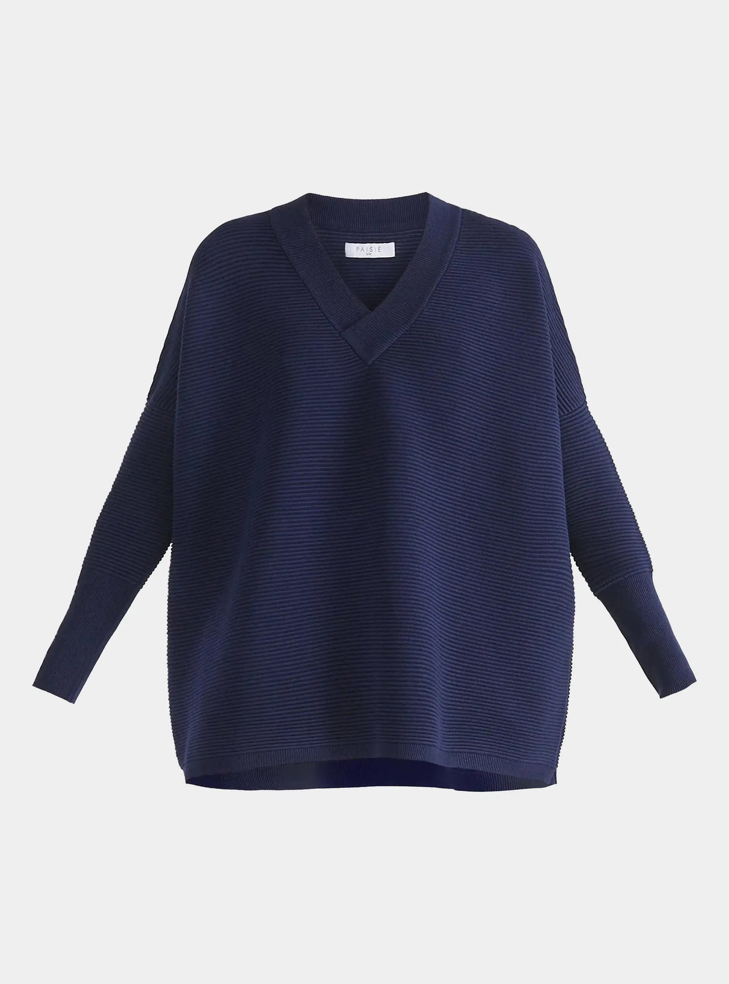 Navy V-Neck Ribbed Jumper Paisie