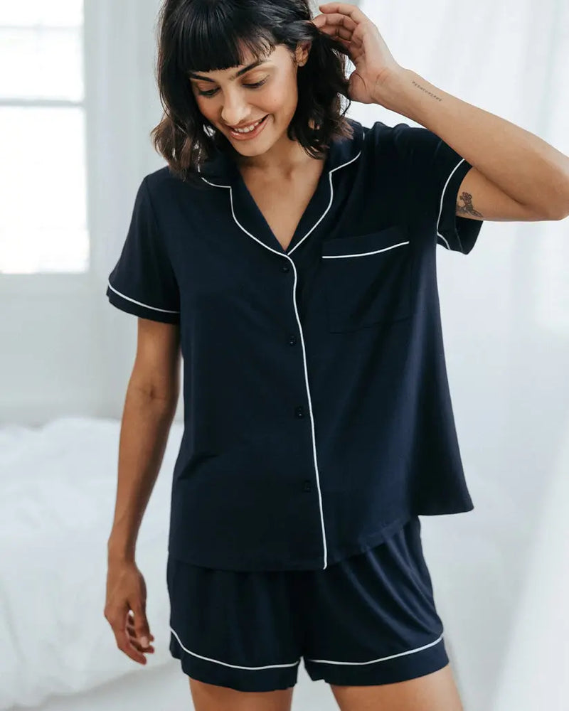 Navy Women's TENCELª Modal Short Button Up Pyjama Set Chelsea Peers