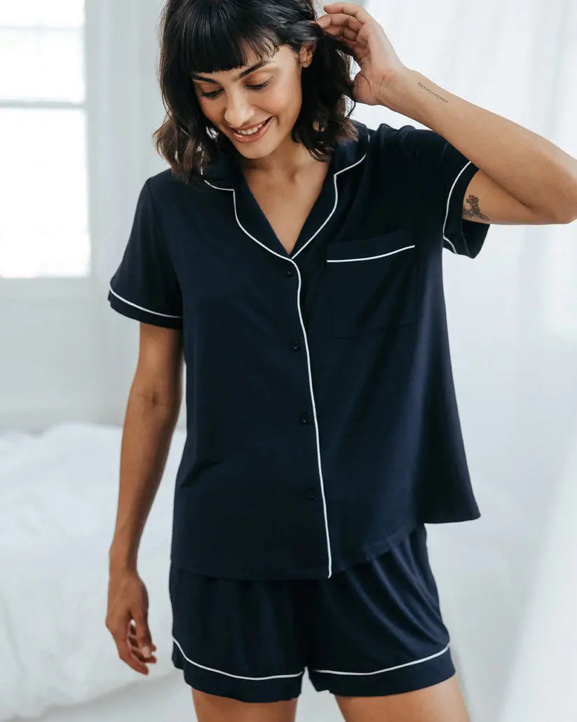 Navy Women's TENCELª Modal Short Button Up Pyjama Set Chelsea Peers
