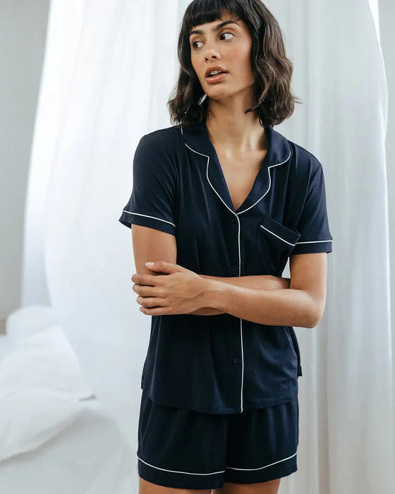 Navy Women's TENCELª Modal Short Button Up Pyjama Set Chelsea Peers
