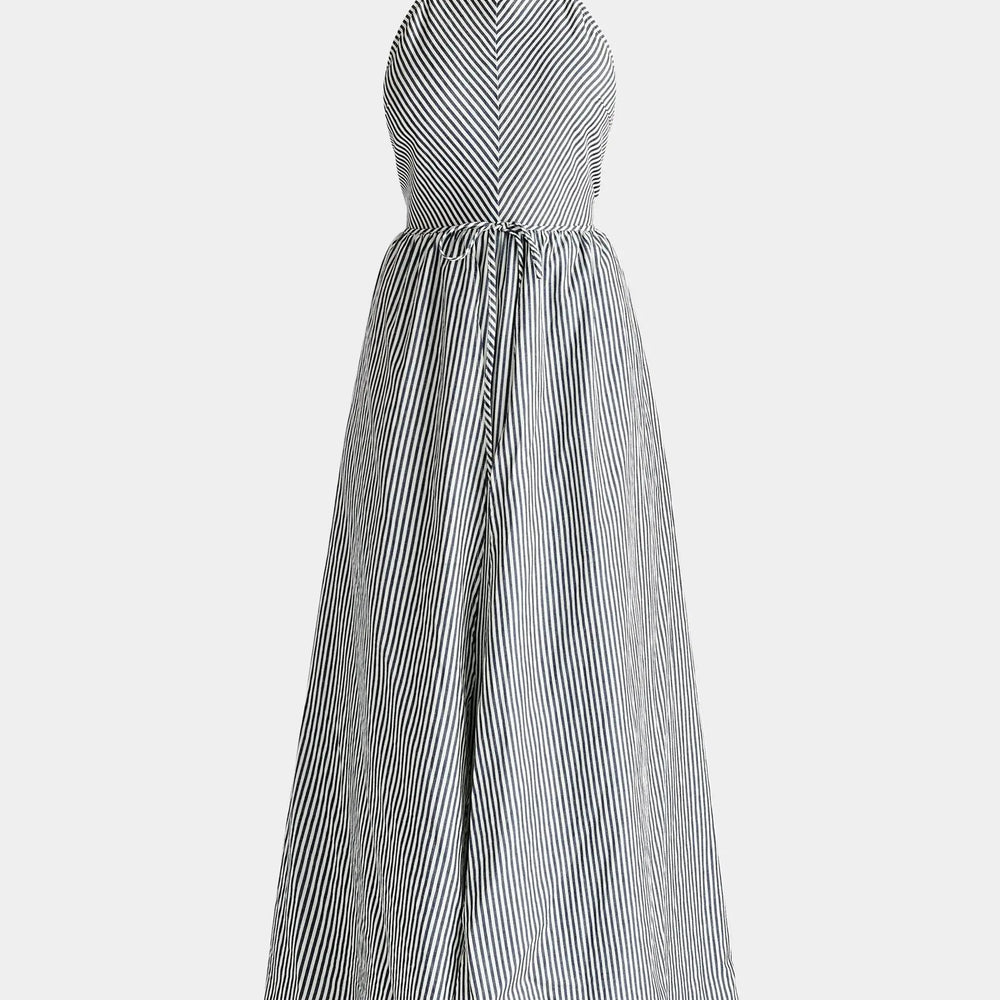 Navy and White Open Back Maxi Dress Paisie