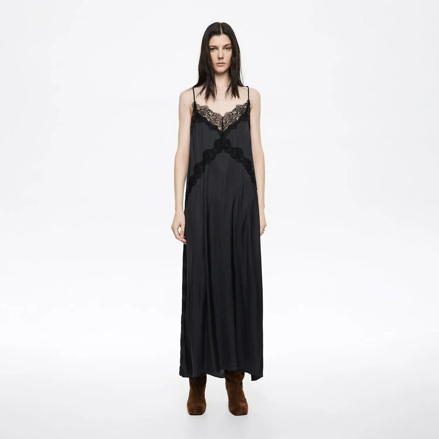 Navy blue fluid lace dress Bimba y Lola UK