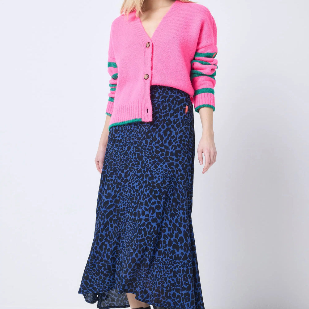Navy with Black Rock and Roll Leopard High Low Hem Skirt Scamp & Dude